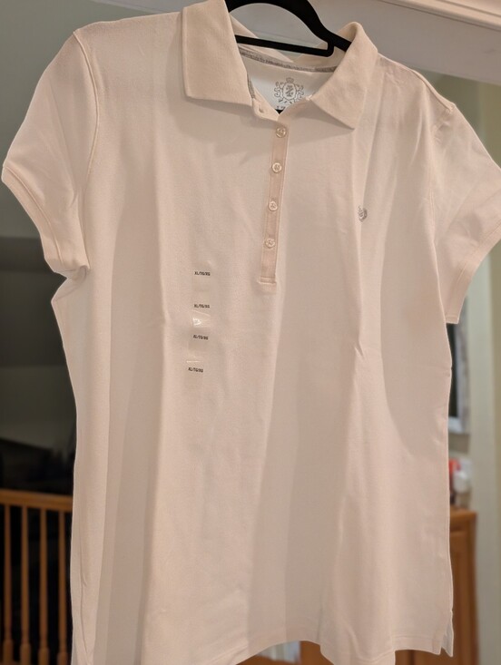 Izod Tops - Izod Women's Short Sleeve Cotton Polo in White XL
